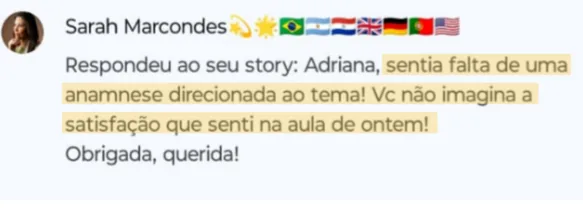 Depoimento de Sarah Marcondes: dizia sentir falta de uma anamnese direcionada ao tema do dinheiro