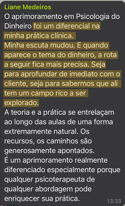 Depoimento de aluna: descreve o Aprimoramento como um diferencial na sua prática clínica